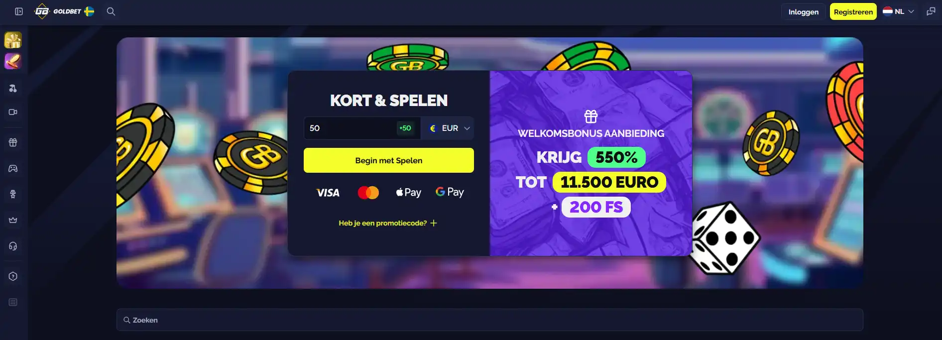 Officiële Goldbet homepage en woordmerk